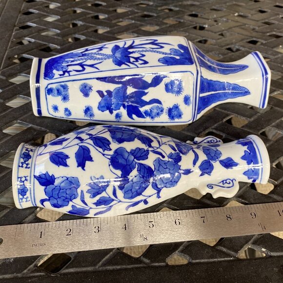 Chinoiserie Wall Pockets - Blue and White Wall Vases - Picture 7 of 14